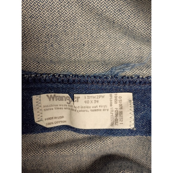 Wrangler Mens 40x34 Original Fit Cowboy Cut Blue Denim Jeans - Picture 8 of 9